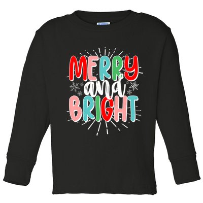 Cute Christmas Merry And Bright Toddler Long Sleeve Shirt