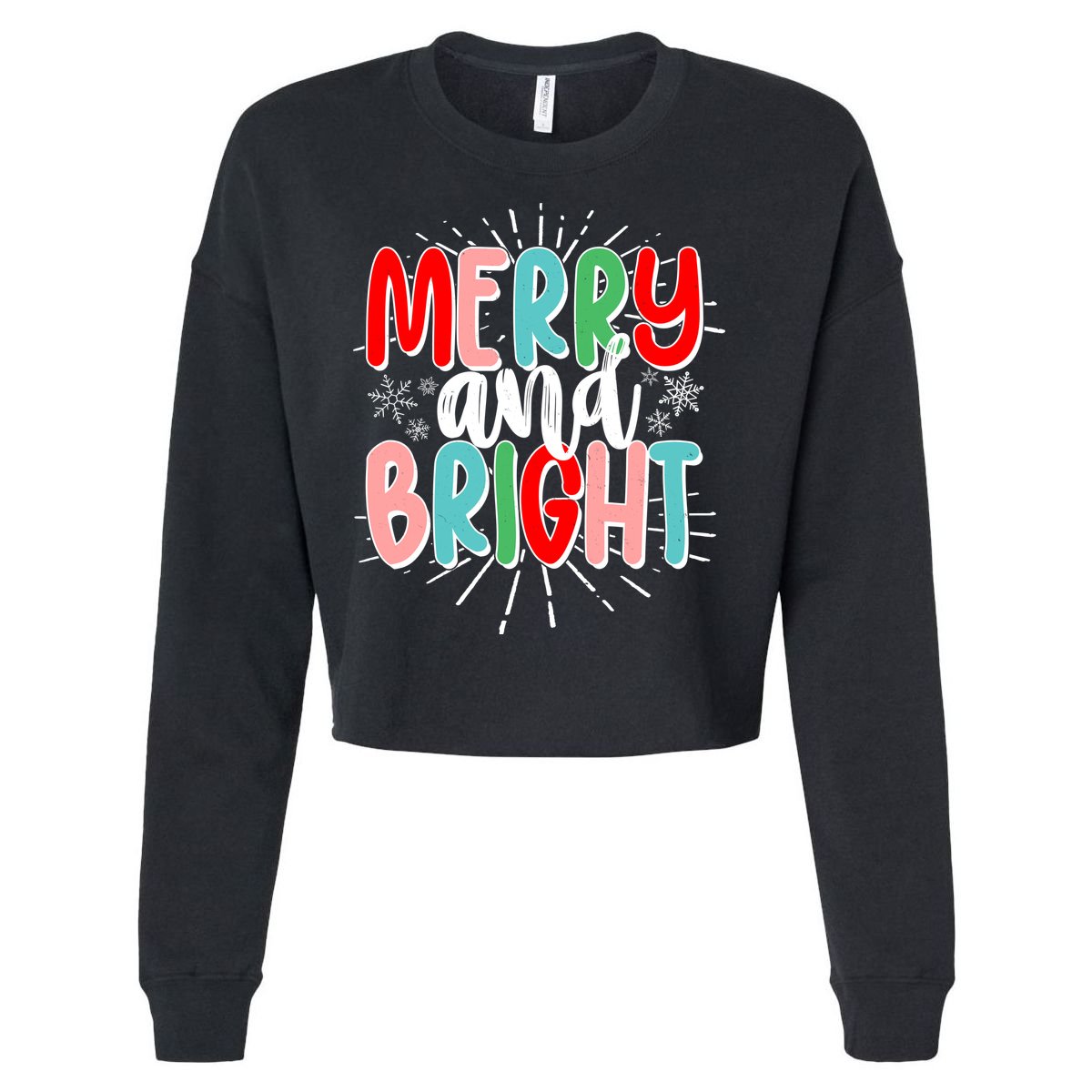 Cute Christmas Merry And Bright Cropped Pullover Crew
