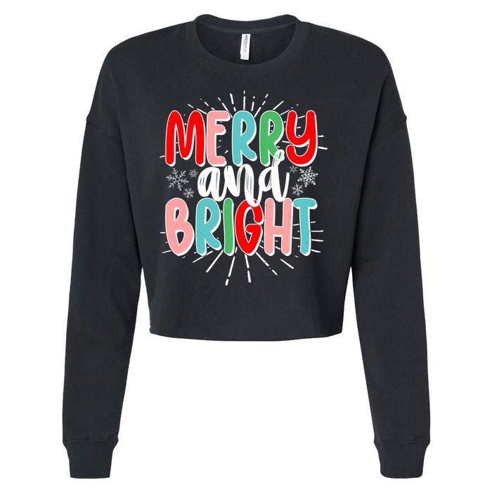 Cute Christmas Merry And Bright Cropped Pullover Crew