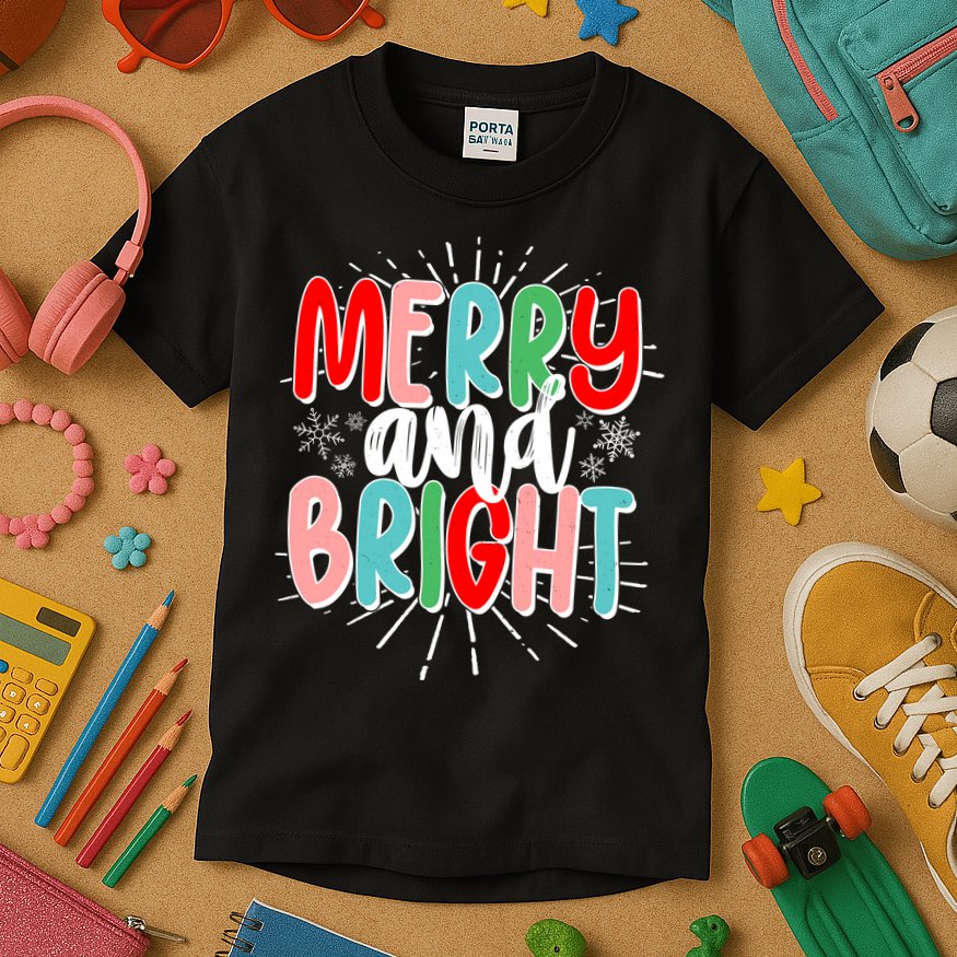 Cute Christmas Merry And Bright Kids T-Shirt