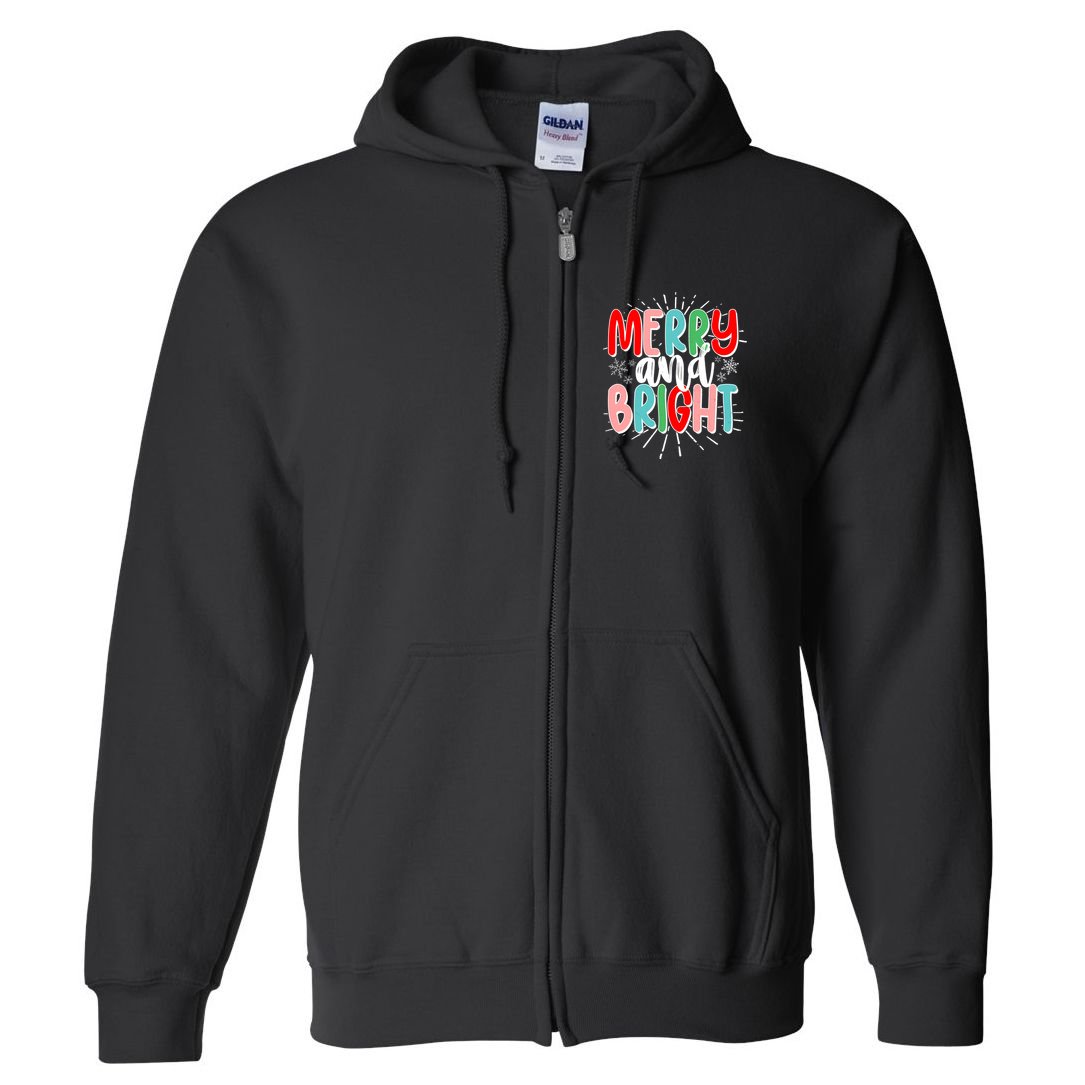 Cute Christmas Merry And Bright Full Zip Hoodie