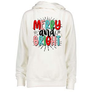 Cute Christmas Merry And Bright Womens Funnel Neck Pullover Hood