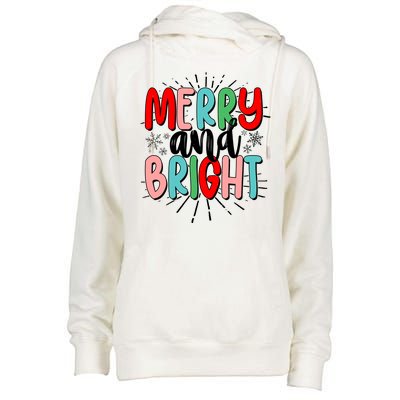 Cute Christmas Merry And Bright Womens Funnel Neck Pullover Hood