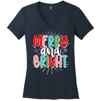 Cute Christmas Merry And Bright Women's V-Neck T-Shirt