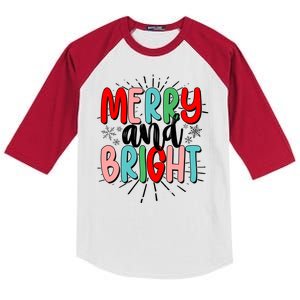 Cute Christmas Merry And Bright Kids Colorblock Raglan Jersey