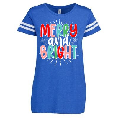 Cute Christmas Merry And Bright Enza Ladies Jersey Football T-Shirt