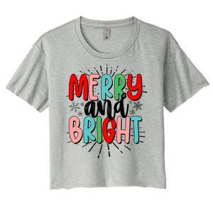 Cute Christmas Merry And Bright Women's Crop Top Tee