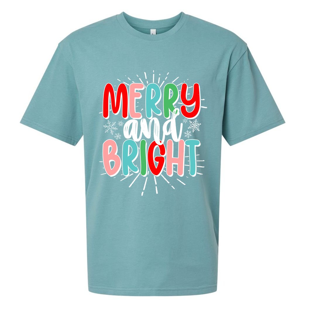 Cute Christmas Merry And Bright Sueded Cloud Jersey T-Shirt
