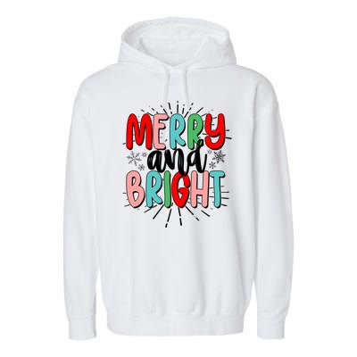 Cute Christmas Merry And Bright Garment-Dyed Fleece Hoodie