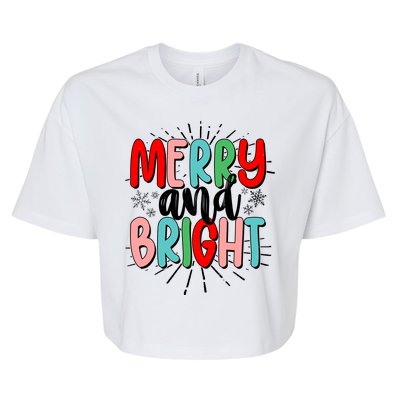 Cute Christmas Merry And Bright Bella+Canvas Jersey Crop Tee