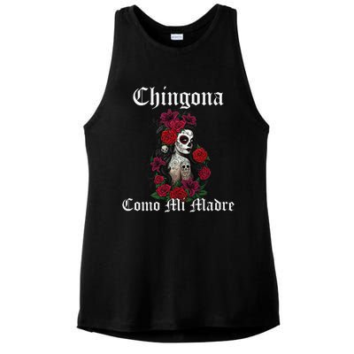 Chingona Como Mi Madre Latina Mexican Ladies PosiCharge Tri-Blend Wicking Tank