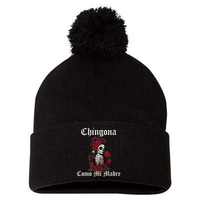 Chingona Como Mi Madre Latina Mexican Pom Pom 12in Knit Beanie