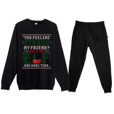 Christmas Call Me One More Time Ugly Sweater Meaningful Gift Premium Crewneck Sweatsuit Set