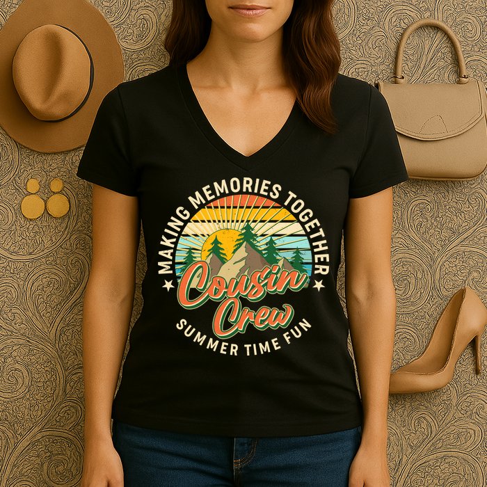 Cousin Crew Making Memories Together Summer Time Fun Women's V-Neck T-Shirt