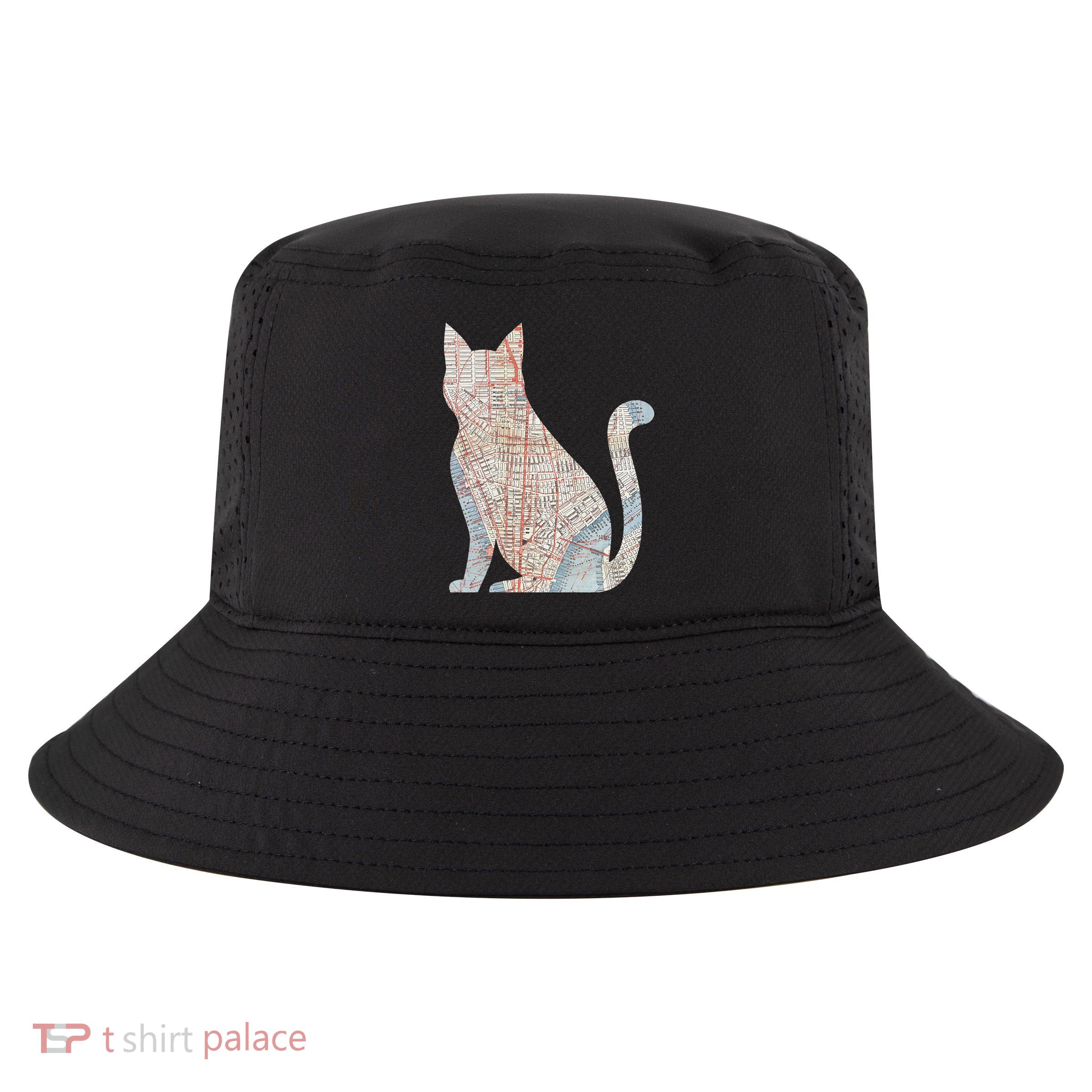 City Cat Map Design Unusual Cool Comfort Performance Bucket Hat