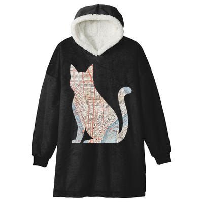 City Cat Map Design Unusual Hooded Wearable Blanket