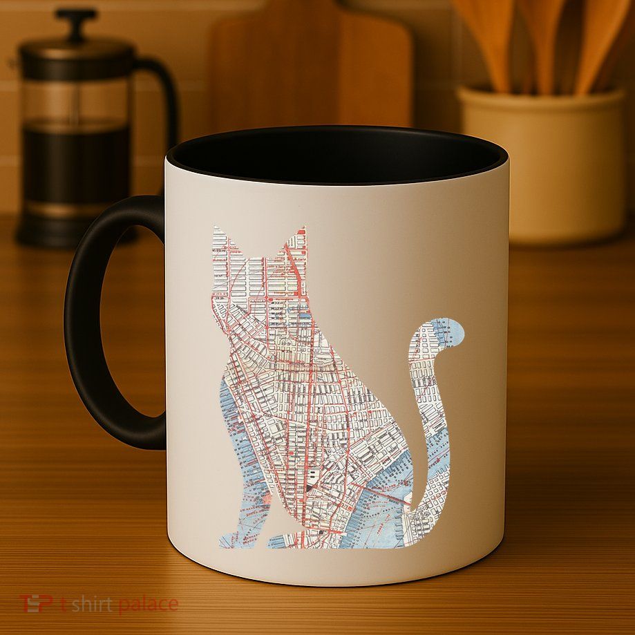 City Cat Map Design Unusual Mug