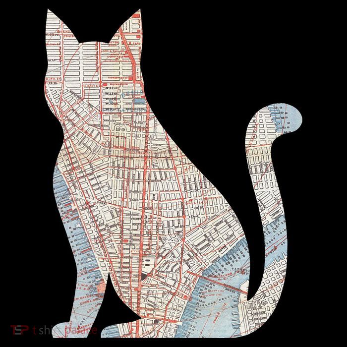City Cat Map Design Unusual Drawstring Bag