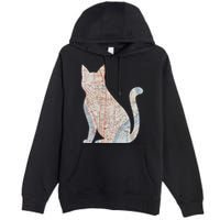 City Cat Map Design Unusual Premium Pullover Hoodie