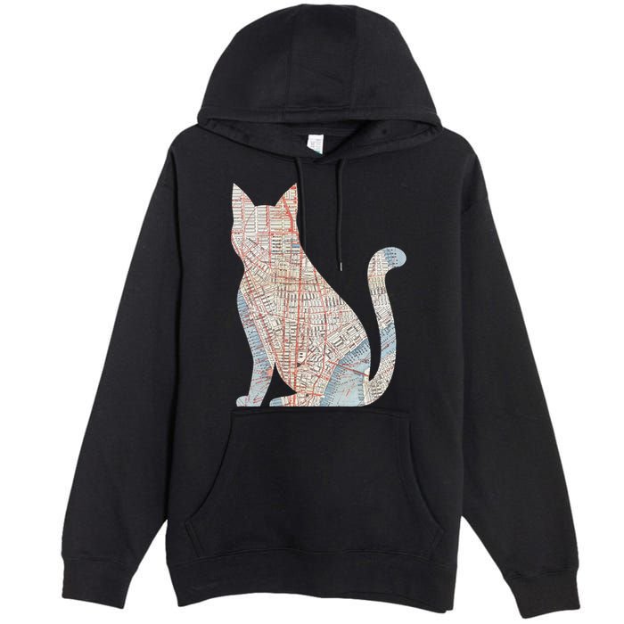City Cat Map Design Unusual Premium Pullover Hoodie