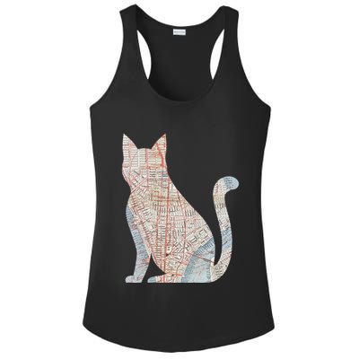 City Cat Map Design Unusual Ladies PosiCharge Competitor Racerback Tank