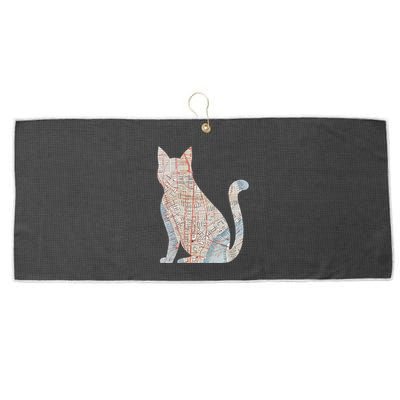 City Cat Map Design Unusual Large Microfiber Waffle Golf Towel