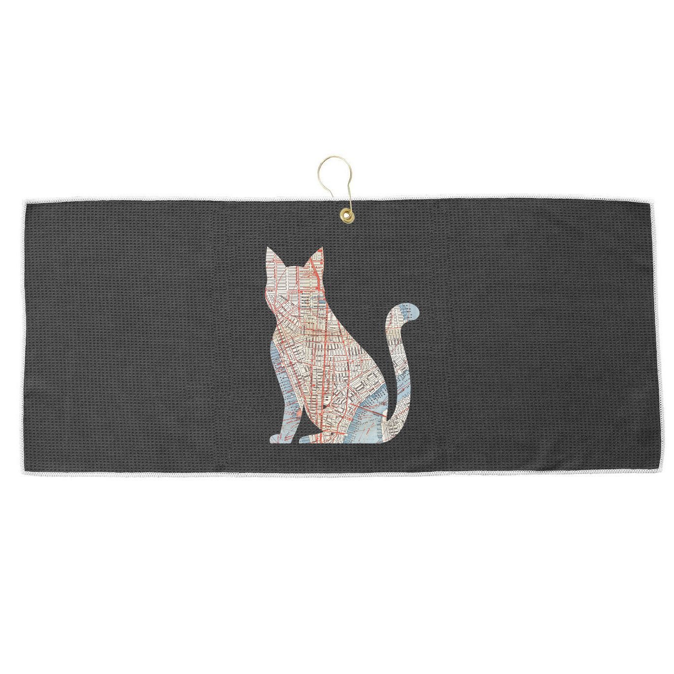 City Cat Map Design Unusual Large Microfiber Waffle Golf Towel