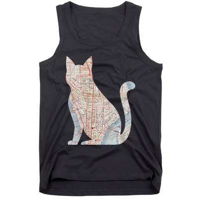 City Cat Map Design Unusual Tank Top