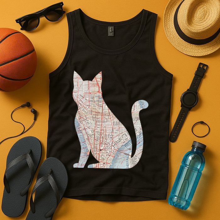 City Cat Map Design Unusual Tank Top