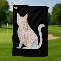City Cat Map Design Unusual Golf Towel