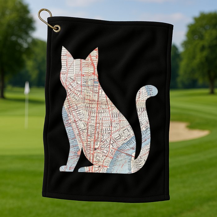 City Cat Map Design Unusual Golf Towel