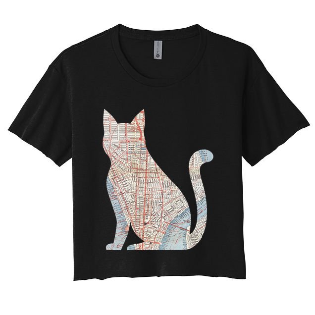 City Cat Map Design Unusual Crop Top