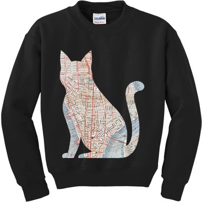 City Cat Map Design Unusual Kids Sweatshirt