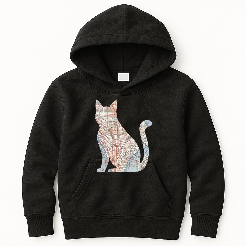 City Cat Map Design Unusual Kids Hoodie