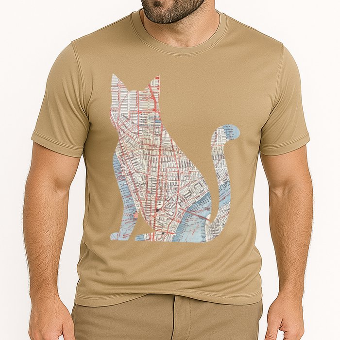 City Cat Map Design Unusual Performance Shirt