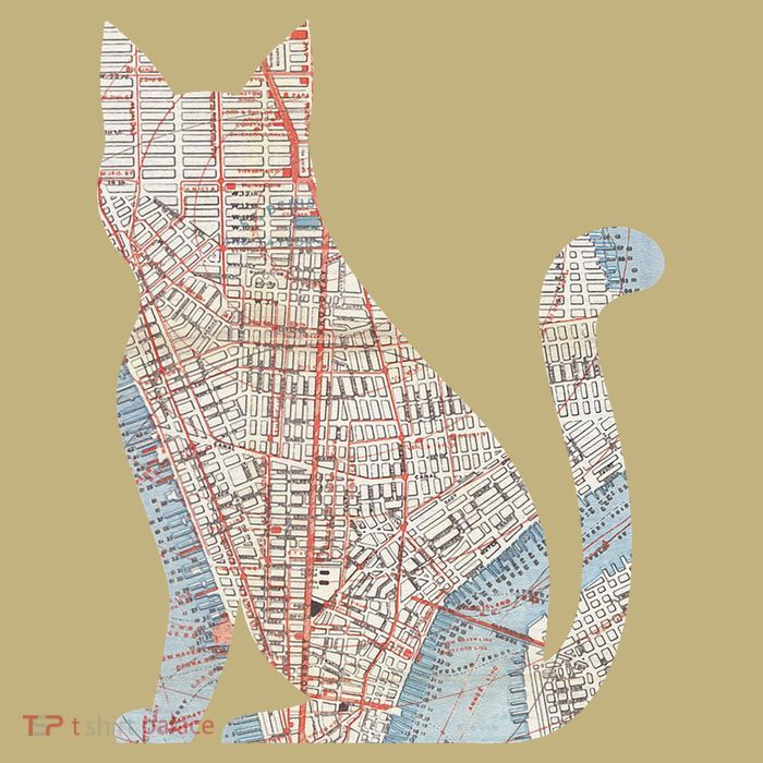 City Cat Map Design Unusual Performance Shirt