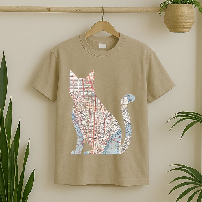 City Cat Map Design Unusual T-Shirt