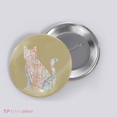 City Cat Map Design Unusual Button