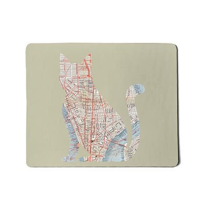 City Cat Map Design Unusual Mousepad