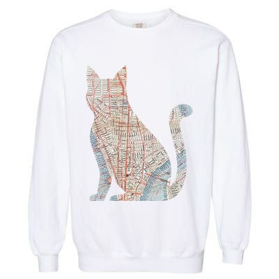 City Cat Map Design Unusual Garment-Dyed Sweatshirt