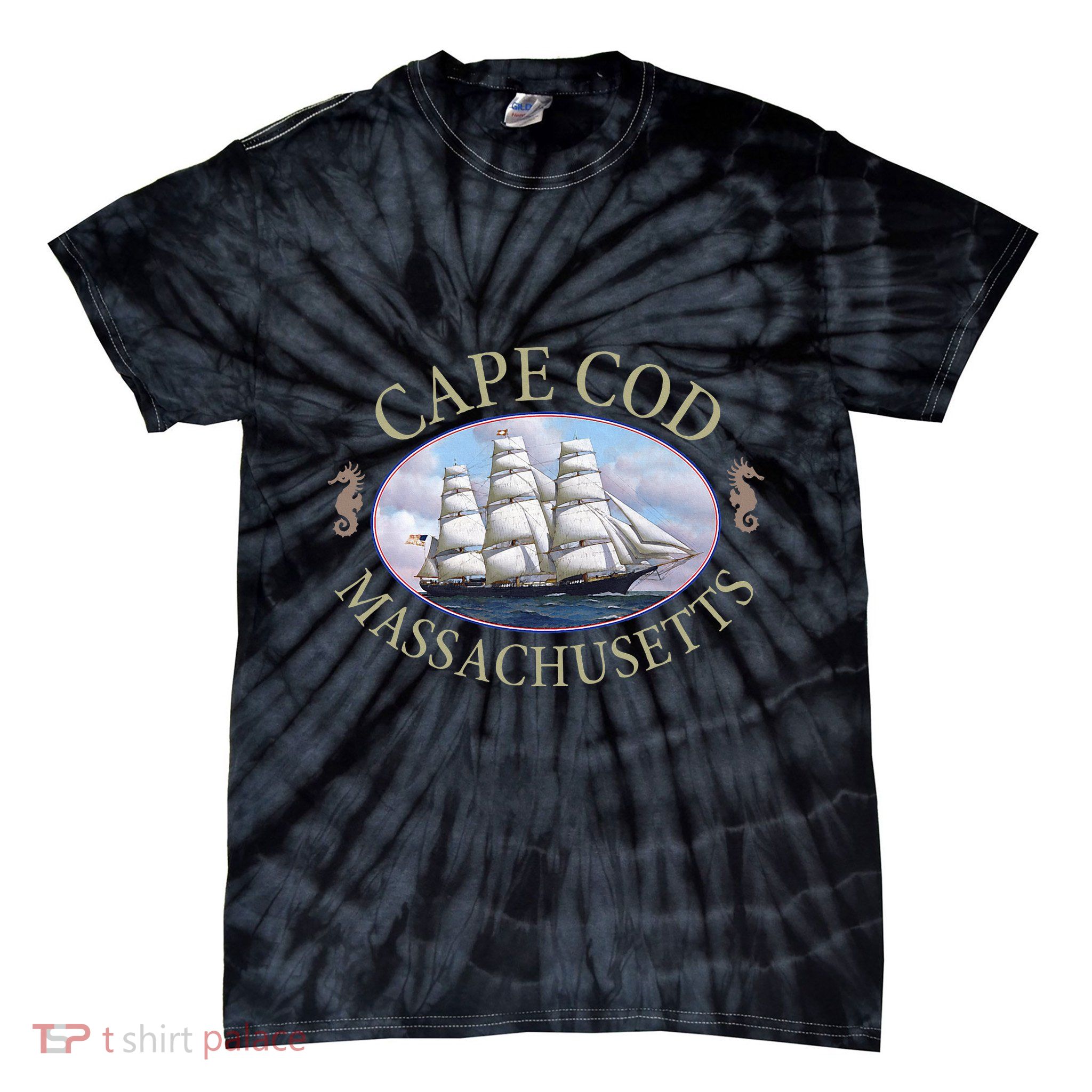 Cape Cod Massachusetts Nautical Tie-Dye T-Shirt