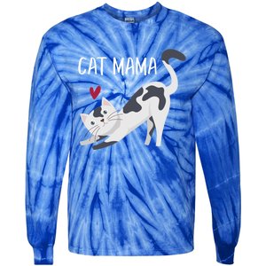 Cute Cat Mama Cat Lovers Gift Tie-Dye Long Sleeve Shirt