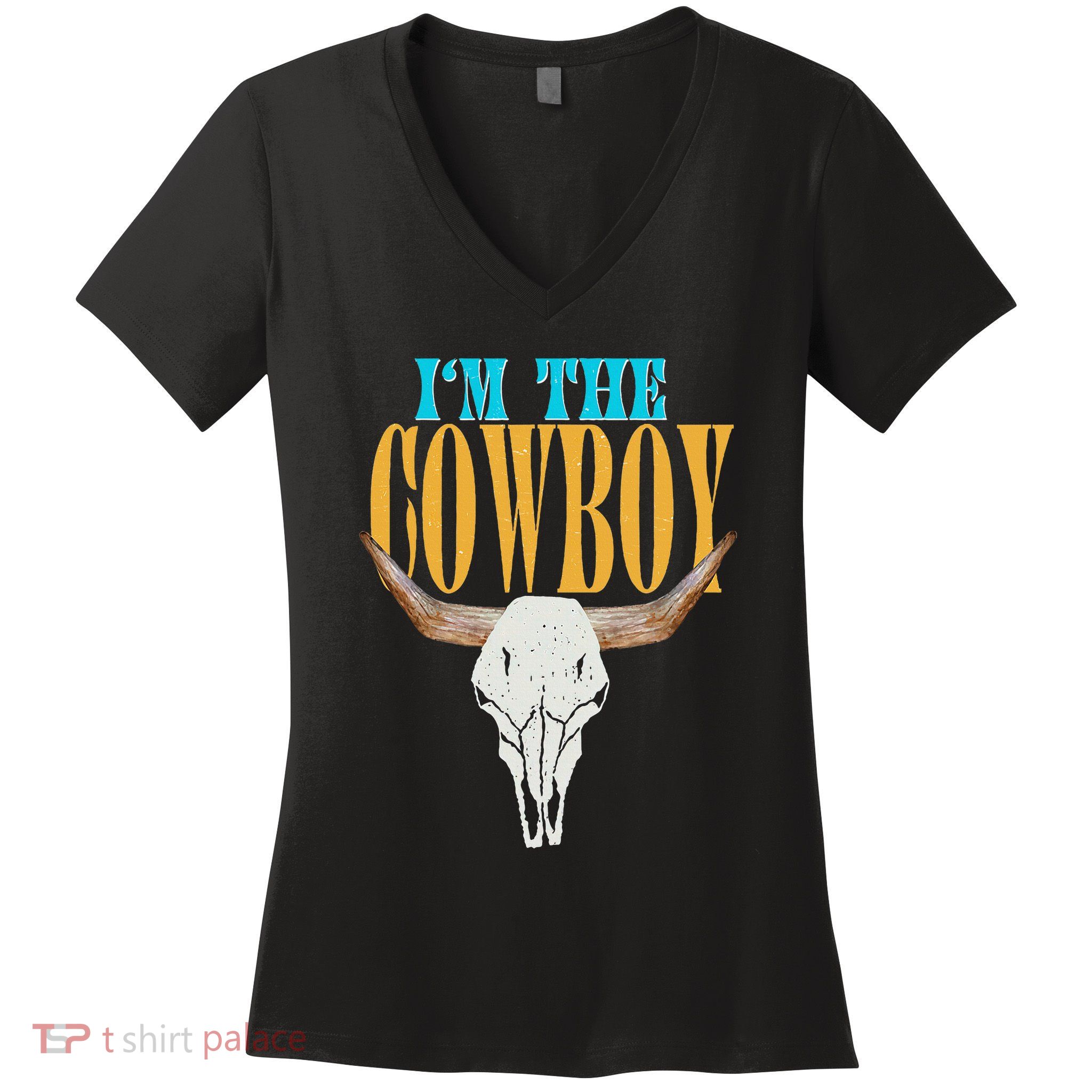 Country Couple Matching Outfits Cowgirls IM The Cowboys Women's V-Neck T-Shirt