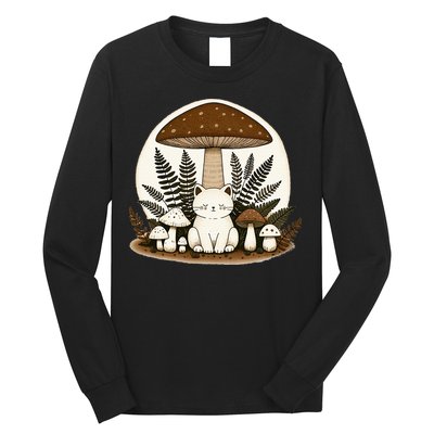 Cottagecore Cat Mushroom Long Sleeve Shirt
