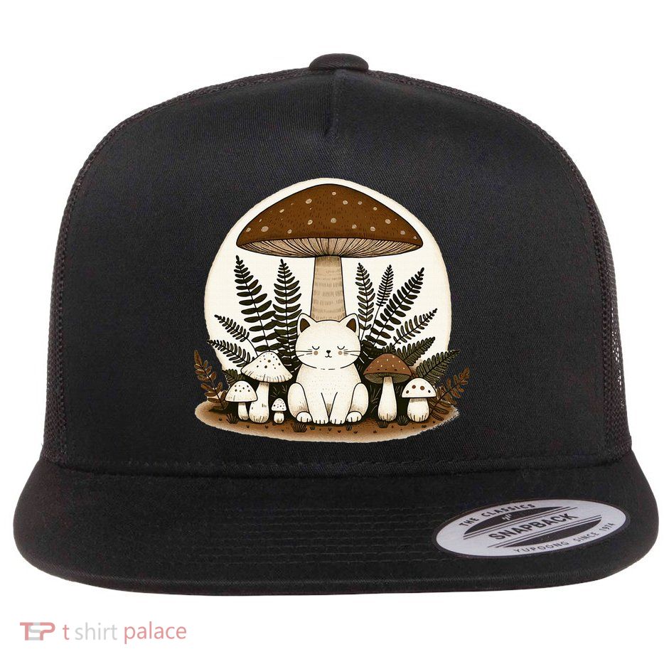 Cottagecore Cat Mushroom Flatbill Hat