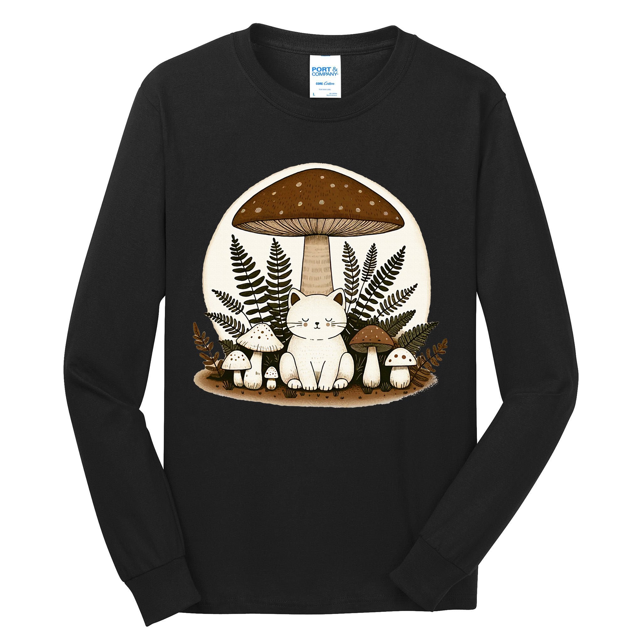 Cottagecore Cat Mushroom Tall Long Sleeve T-Shirt