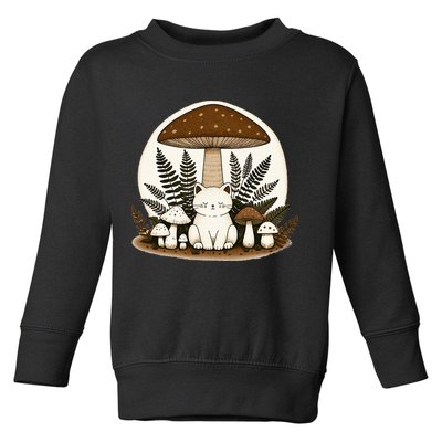 Cottagecore Cat Mushroom Toddler Sweatshirt