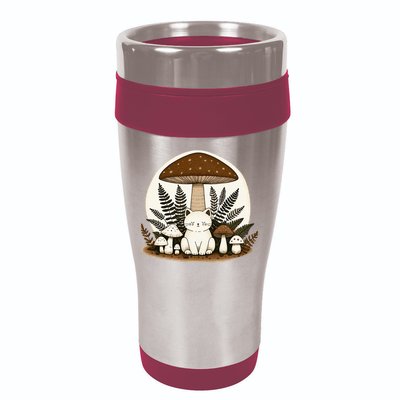 Cottagecore Cat Mushroom 16oz Travel Tumbler