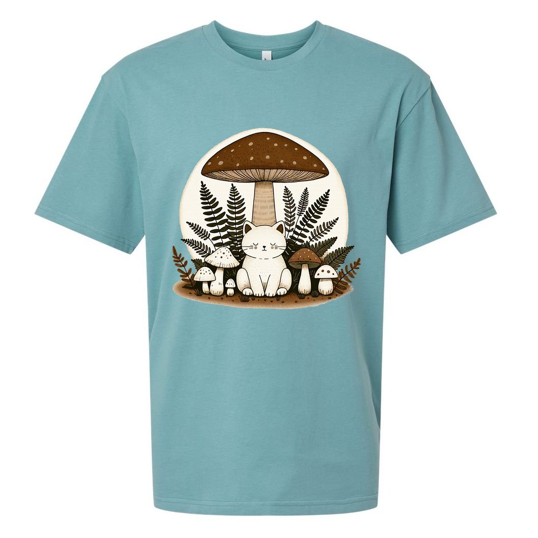 Cottagecore Cat Mushroom Sueded Cloud Jersey T-Shirt
