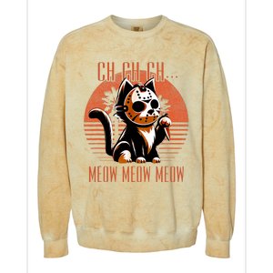 Ch Ch Meow Meow Meow Funny Animal Horror Movie Cute Kitten Colorblast Crewneck Sweatshirt